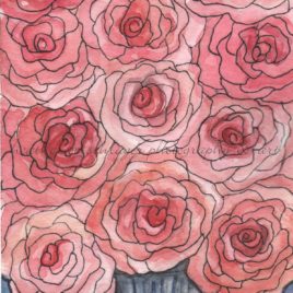 twelve roses watercolor art heather oelschlager