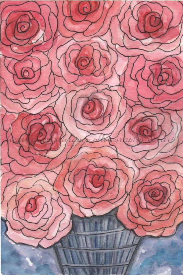 twelve roses watercolor art heather oelschlager