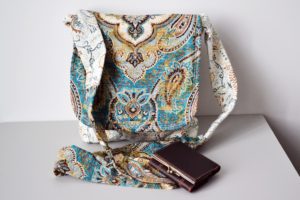 turquoise damask fabric messenger bag artisan handmade