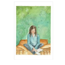 meditate and journal art card watercolor painting heather oelschlager