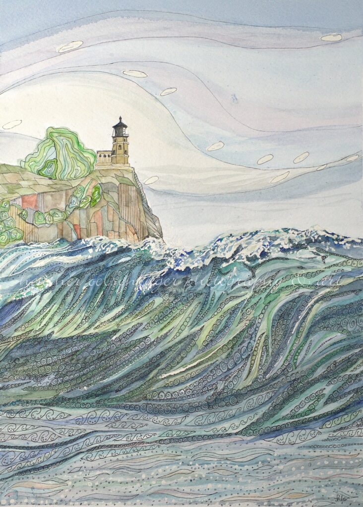 lighthouse watercolor painting heather oelschlager