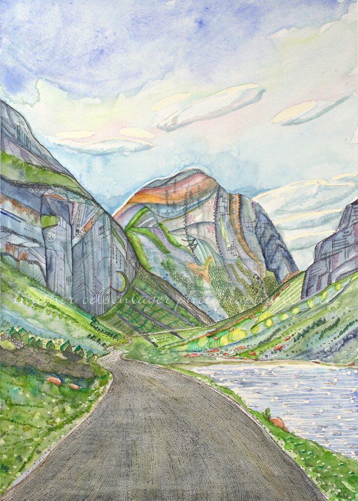 wander watercolor art print mountain landscape heather oelschlager