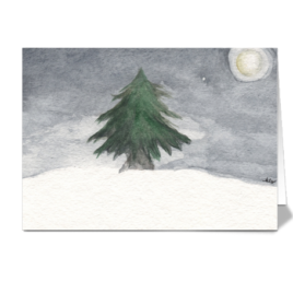 tree watercolor art card